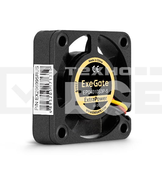 Вентилятор для корпуса ExeGate ExtraPower EP04010S3P-5 черный, 40 мм, 7500 об/мин, 35 дБ, 3 pin