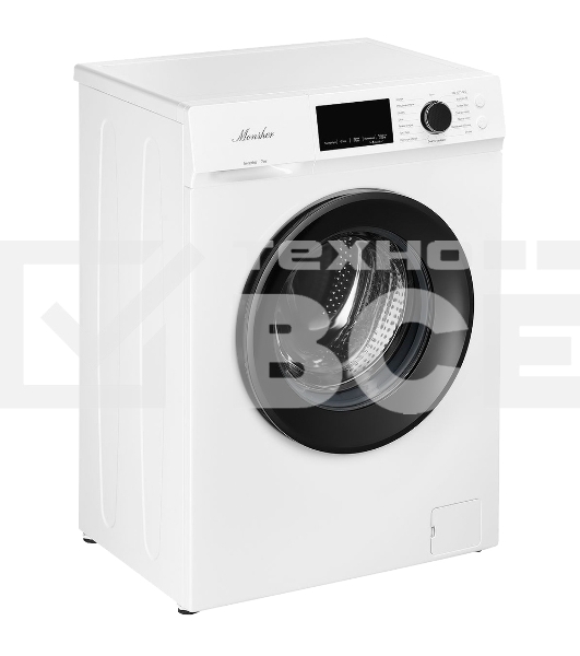 Стиральная машина MONSHER MWM 450 Blanc отдельностоящая, фронтальная, 16 программ, загрузка 7 кг, 1200 об/мин, сенсорное/механическое управление, инверторный двигатель, отложенный старт, блокировка от детей, энергоэффективность А+++, цвет белый
