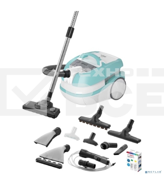 Пылесос Bosch BWD420HYG голубой, 2000 Вт, уборка сухая/влажная, пылесборник контейнер 4 л