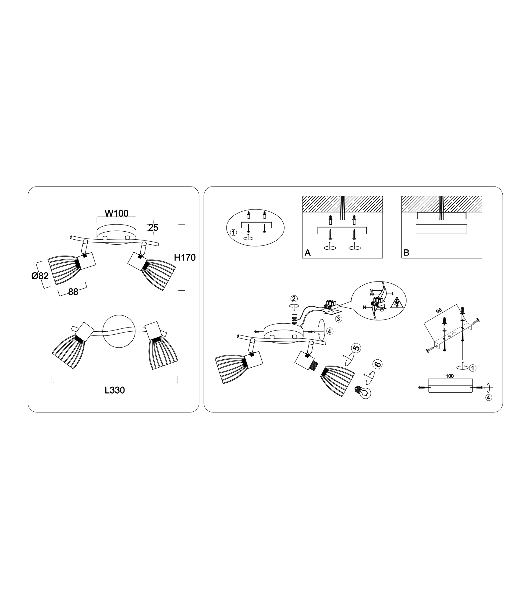 Светильник Ambrella light TR8660/2 BK/GD черный/золото E14/2 max 60W 330*100*170