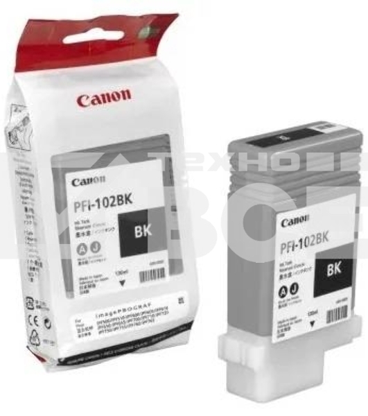 Картридж струйный Canon PFI-102Bk (0895B001) черный (130 мл.) для Canon iPF605, iPF610, iPF650, iPF655, iPF710, iPF750, iPF755, LP17, iPF510