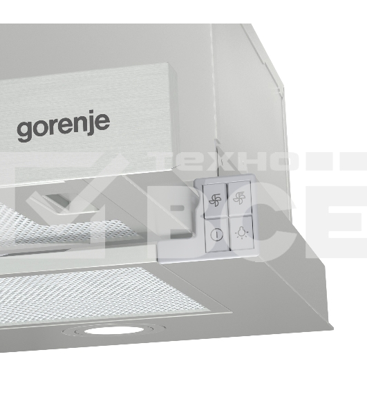 Встраиваемая вытяжка Gorenje TH62E4X, ширина 60 см, механическое управление, отвод и рециркуляция, 450 м3/ч, нержавеющая сталь