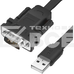 Конвертер-переходник Greenconnect 2.0m плоский, черный, 28/26 AWG, USB 2.0 AM / DB9 RS-232 PROF GCR-UOC5M-BCG-2.0m, чипсет PL2303RA, фото 1