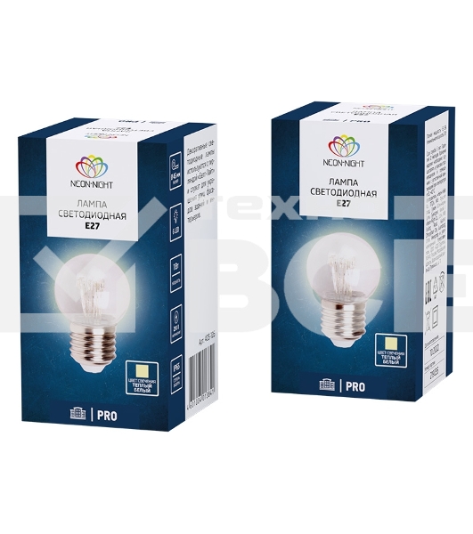 Лампа шар e27 6 LED Ø45мм - ТЕПЛЫЙ БЕЛЫЙ, прозрачная колба, эффект лампы накаливания