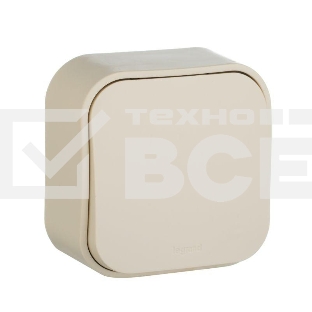 Выключатель 10A 1-клав., сл. кость Quteo