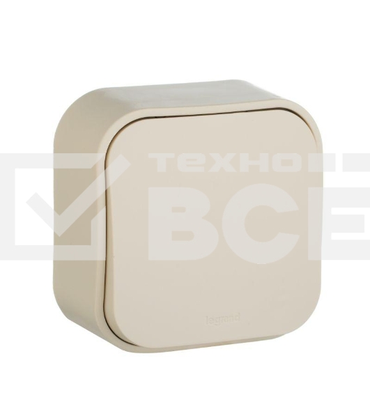 Выключатель 10A 1-клав., сл. кость Quteo