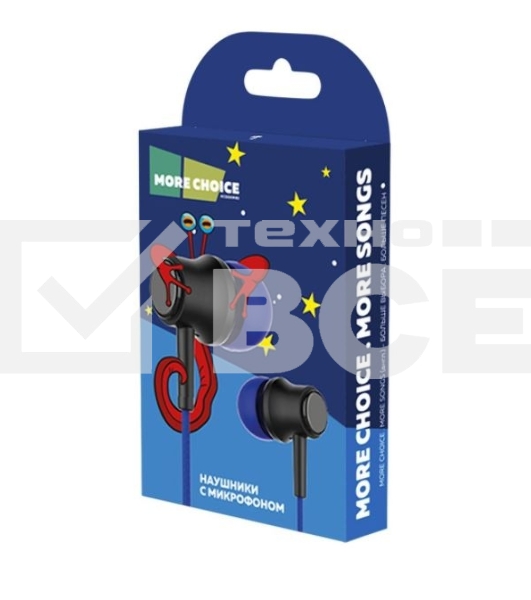 Наушники вакуумные AUX разъем с МК без рег.громкости длина 1.2м More Choice G36 (Dark Blue)