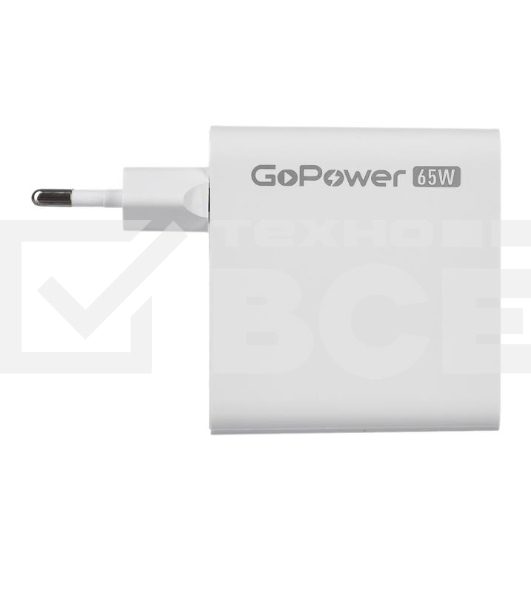 Зарядное устройство GOPOWER 1USB+2TYPE-C 65W QC3.0 GAN белый