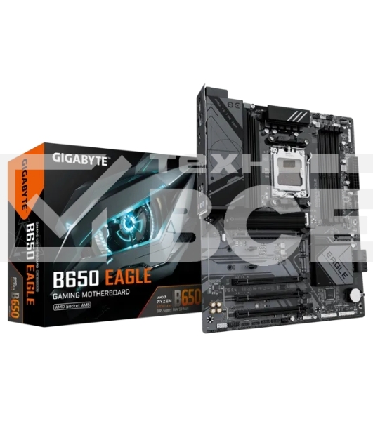 Материнская плата GIGABYTE B650 EAGLE, AM5, AMD B650, 4xDDR5, 4xSATA, 3xM.2, 1xPCI-E 4.0 x16, 1xHDMI, 1xDP, 2xUSB-C 3.2 Gen 1, 2xUSB-A 3.2 Gen 2, 6xUSB-A 2.0, 1x 1Gb LAN, 3x3.5 мм, 7.1, ATX