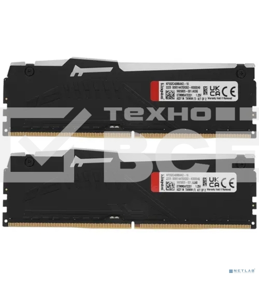 Оперативная память Kingston Fury Beast, DDR5, 16GB (2x8GB), 5200MHz, CL40, с радиаторами, RGB, черный