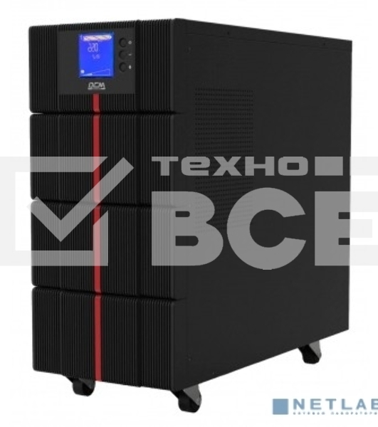 Источник бесперебойного питания Powercom MACAN, On-Line, 6000VA / 6000W, Tower, IEC, LCD, Serial+USB, SmartSlot, подкл. доп. батарей