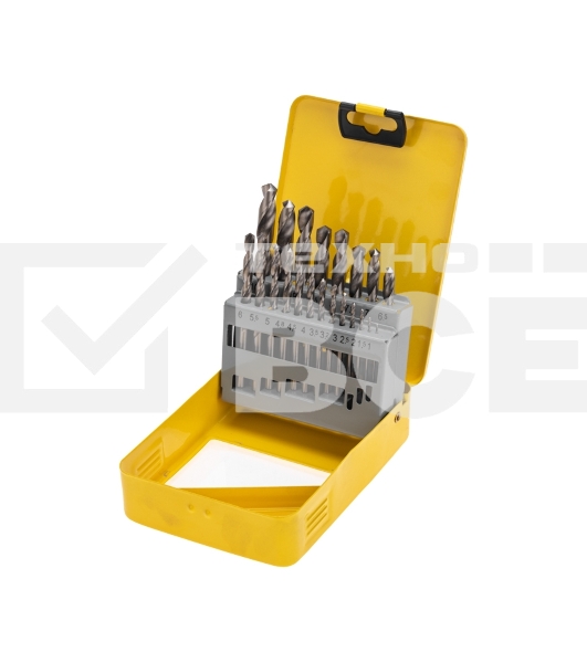 Набор сверл по металлу, 1-10мм (через 0,5мм, 3,2мм, 4,8мм), HSS, цилиндрический хвостовик, металлический кейс, 21 шт. Kranz