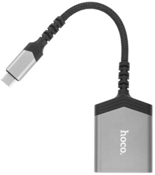 Кард-ридер Hoco UA25/серый/SD/TF/MicroSD/USB Type-C (OTG)/алюминий