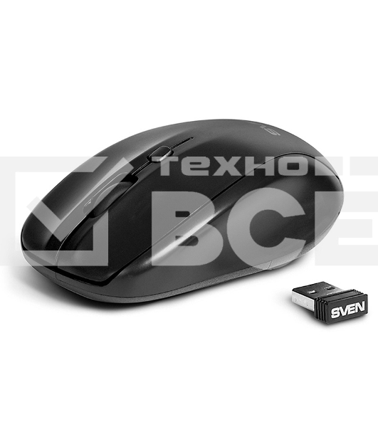 Мышь беспроводная SVEN RX-305 черный, 1600 dpi, радиоканал, USB, кнопки - 4
