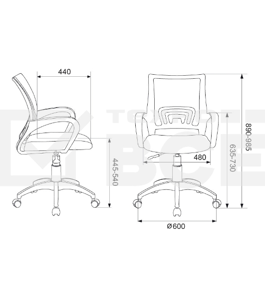 Кресло компьютерное Бюрократ CH-W695NLT TW-38-3 TW-96-1 оранжевый, сетка/ткань, крестовина пластик, пластик белый