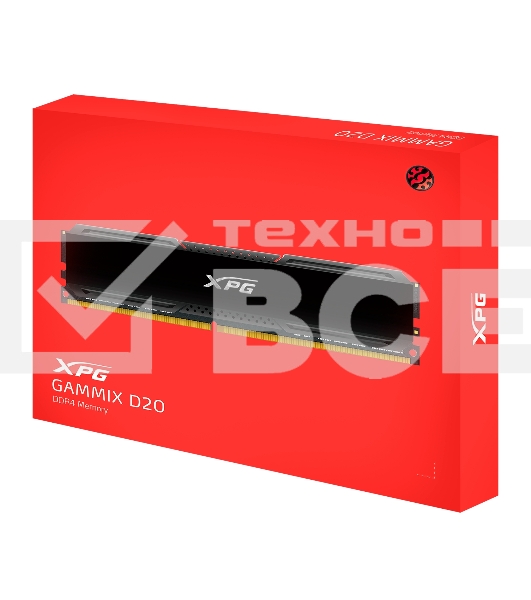Оперативная память ADATA XPG Gammix D20, DDR4, 8GB (1x8GB), 3200MHz, CL16, UDIMM, с радиатором, черный