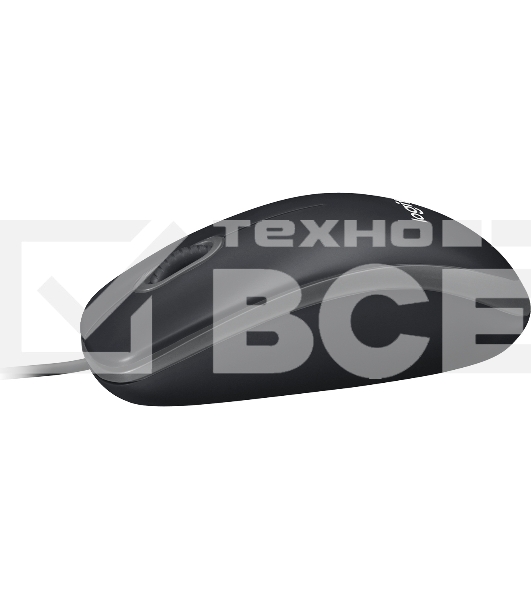 Мышь проводная Logitech B100 черный, 1000 dpi, USB, кнопки - 3