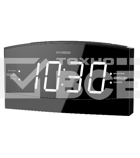 Радиобудильник Hyundai H-RCL238 черный LCD подсв:белая часы:цифровые FM