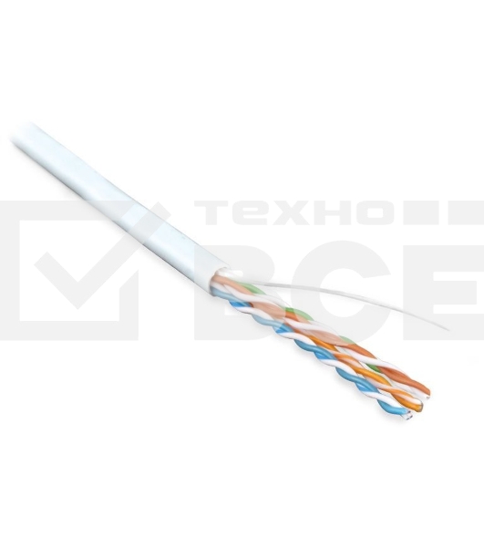 Кабель витая пара, неэкран. U/UTP, категория 5e, 4 пары (24 AWG), одножильный (solid), LSZH, нг(С)-HF, -20°C – +75°C, белыйHyperline UUTP4-C5E-S24-IN-LSZH-WH-100 (100 м)