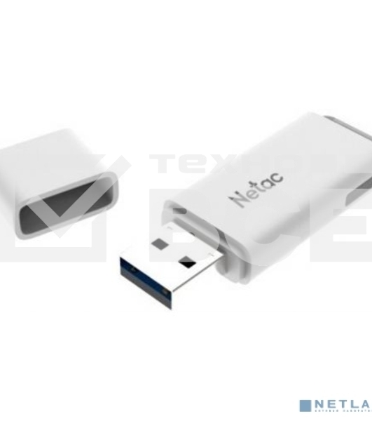 Флеш диск Netac U185 128Gb <NT03U185N-128G-20WH>, USB2.0, с колпачком, пластиковая белая