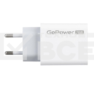 Сетевое зарядное устройство GOPOWER 1USB+1TYPE-C 20W QC3.0 00-00028401 WHITE