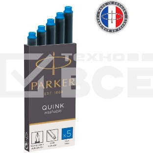 Картридж Parker Quink Z11 (CW1950383) синие чернила смывающиеся для ручек перьевых (5шт)