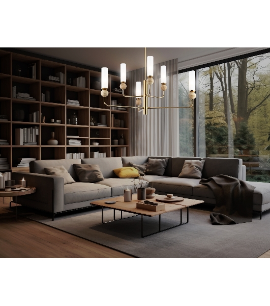 Люстра Ambrella light LH53251/6 BS/FR латунь/белый матовый E14*6 max 40W D1050*1445