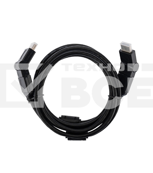 Шнур HDMI - HDMI с фильтрами, длина 2 метра, угловой 360° (GOLD) (PVC пакет) Rexant