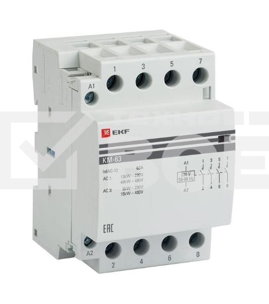 Контактор модульный EKF km-3-63-40 КМ 63А 4NO (3 мод.) PROxima
