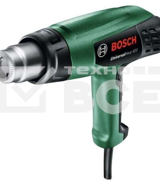 Технический фен Bosch UniversalHeat 600[06032A6120] { Мощность/напряжение: 1800 Ватт , вес: 0,8 кг, температура: 50 / 400 / 600 оС, поток воздуха: 250 / 350 / 500 л/мин }