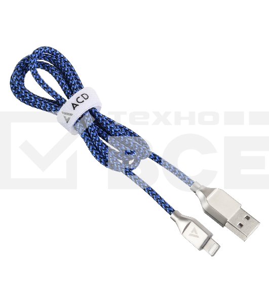 Кабель USB ACD-Titan Lightning ~ USB-A Нейлон, 1м, сине-черный (ACD-U927-P5L)
