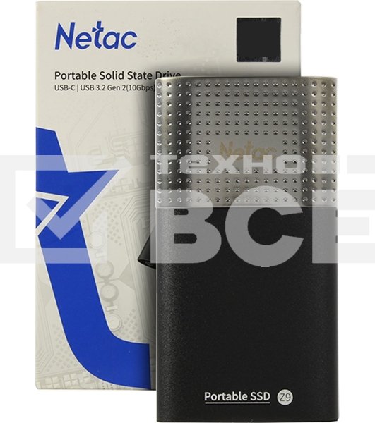 Накопитель SSD External Netac 2.0Tb Z9 <NT01Z9-002T-32BK> (USB3.2, up to 550/480MBs, 90х47.5х11.5mm, Aluminium+Plastic)