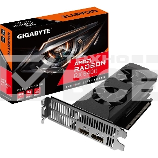 Видеокарта Gigabyte PCI-E 4.0 GV-R64D6-4GL AMD Radeon RX 6400 4096Mb 64 GDDR6 2039/16000 HDMIx1 DPx1 HDCP Ret low profile