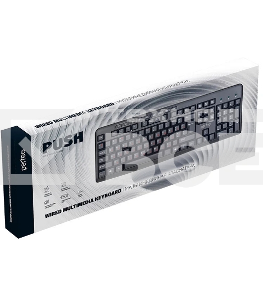 Клавиатура проводная Perfeo PUSH Multimedia, USB, черная