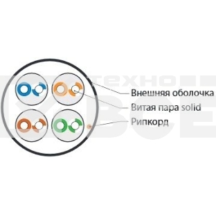 Кабель витая пара, неэкран. U/UTP, категория 5e, 4 пары (24 AWG), одножильный (solid), LSZH, нг(С)-HF, -20°C – +75°C, белыйHyperline UUTP4-C5E-S24-IN-LSZH-WH-100 (100 м)