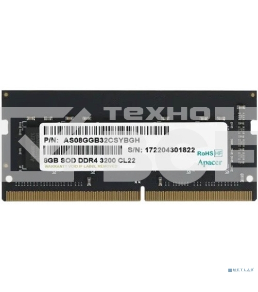 Оперативная память Apacer, DDR4, 8GB (1x8GB), 3200MHz, CL22, SO-DIMM