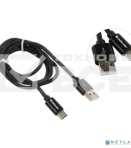 Кабель Defender USB2.0 TO TYPE-C  1M BLACK USB09-03T