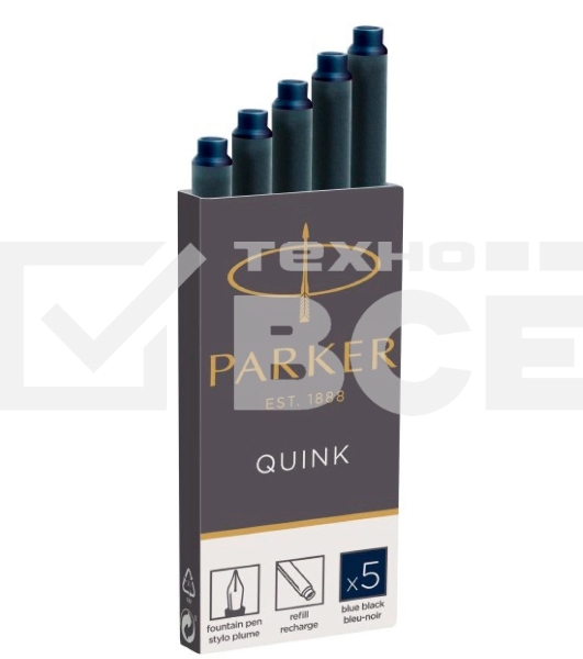 Картридж Parker Quink Z11 (CW1950385) черный/синие чернила для ручек перьевых (5шт)