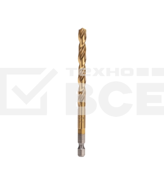 Сверло по металлу Kranz 7мм, Р6М5, ТИТАН, шестигранный хвостовик (1 шт. в упаковке) DIN 338