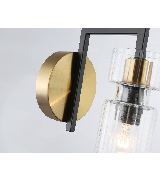 Настенный светильник Ambrella light LH56119 BK/BS/CL черный/латунь/прозрачный E14 max 40W 150*100*210