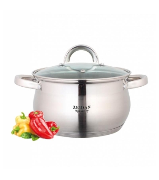 Кастрюля со стеклянной крышкой Zeidan Z-50237 2,1 л (д.16х10.5 см), нерж.сталь, внутренняя -зеркальная полировка, снаружи - комбинированная полировка, шкала литража, 5-ти слойное капсулир. дно, подарочная упаковка с пластиковой ручкой.