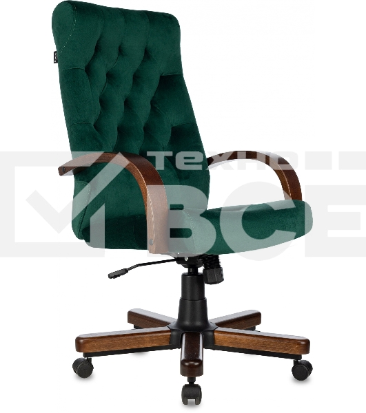 Кресло руководителя Бюрократ T-9928WALNUT Fabric Italia Green зеленый, крестов. металл/дерево