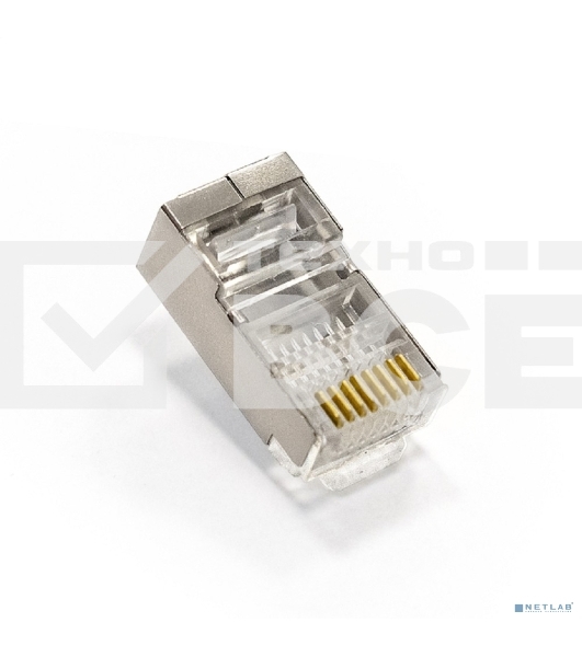 Коннектор ExeGate PL45-C5-8P8C-SH-100 RJ-45 Кат.5e (8P8C) под одножильный кабель, экранированный, золотое напыление (100шт)