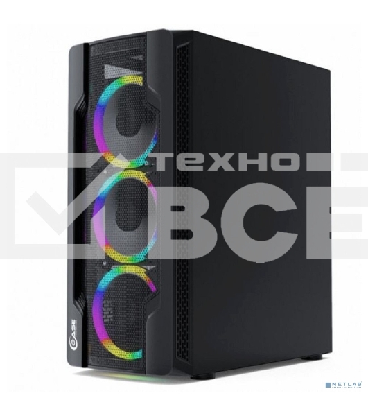 Компьютерный корпус Powercase Mistral X4 Mesh LED, Tempered Glass, 4x 120mm 5-color fan, чёрный, ATX  (CMIXB-L4)