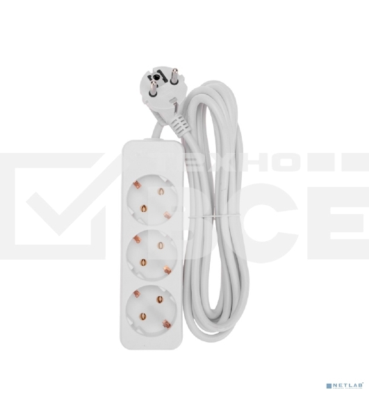 Удлинитель PROconnect 3 гнезда, 3 м, 3х0,75 мм², с/з, белый