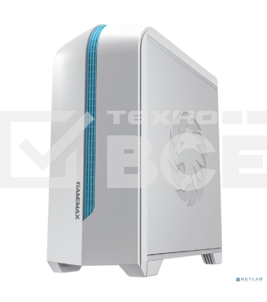 Компьютерный корпус GameMax Centauri, без БП, (ATX,Бело-голуб,USB 3.0, Зак.стек.,1*120мм. RGb, пыл.фильтр), белый/синий