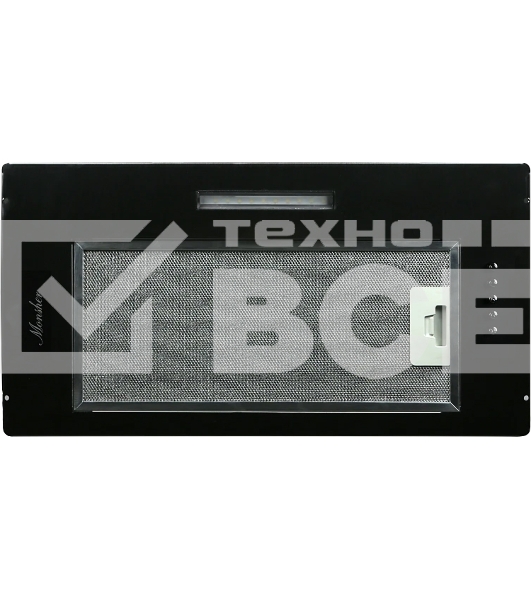 Встраиваемая вытяжка MONSHER ANGERS 60 Noir, ширина 60 см, отвод/рециркуляция, 500 м3/час, механическое кнопочное управление, 3 скорости, светодиодное освещение 1х5 Вт, металлические жироулавливающие фильтры, угольный фильтр KFY (опция), уровень шума 45 д