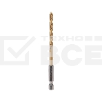 Сверло по металлу, 5мм, Р6М5, ТИТАН, шестигранный хвостовик (1 шт. в упаковке) DIN 338 Kranz, фото 1