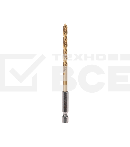 Сверло по металлу, 5мм, Р6М5, ТИТАН, шестигранный хвостовик (1 шт. в упаковке) DIN 338 Kranz