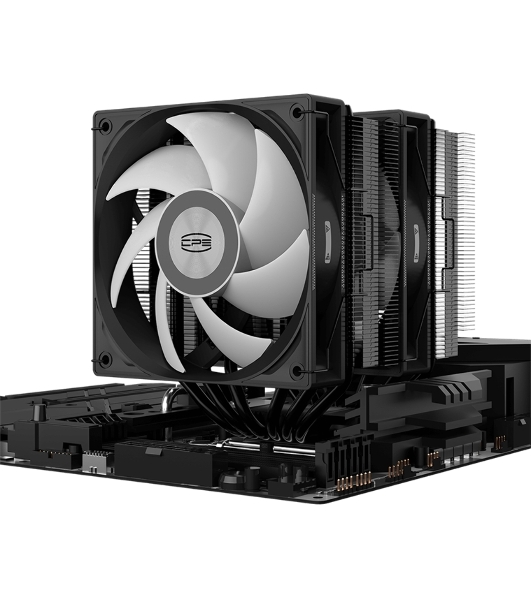 Кулер для процессора/CPU Cooler PCCooler RT620 ARGB BK (250W, 4-pin PWM, 157мм, Al/Cu, 6x6мм, 2x120мм, 73.32CFM, 34.9dBA, 2200RPM, S: 1851/1700/1200/115X, AM5/AM4, черный)